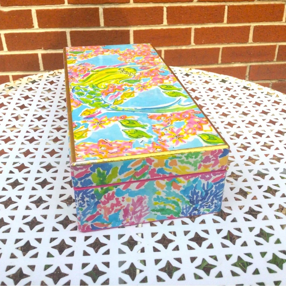 Lilly Pulitzer Colorful Mermaid Cove Floral Trinket Jewelry Box